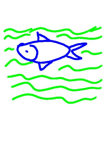 En fisk svømmer i vandet 