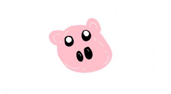 A cute little pig head drawn in pink 