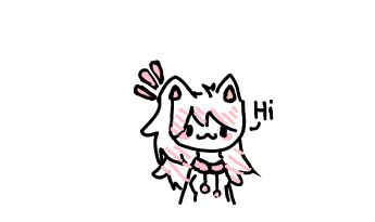 A cute cat-eared character is greeting everyone 