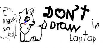 A little animal is expressing the difficulties encountered when drawing 