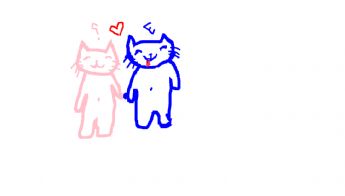 Two friendly cats are playing together 