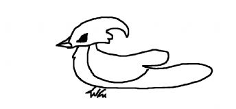 A little bird drawn with black lines 