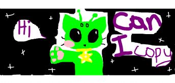 Un gato extraterrestre verde saluda a todos desde el espacio 