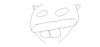 A little monster with big eyes and two front teeth 