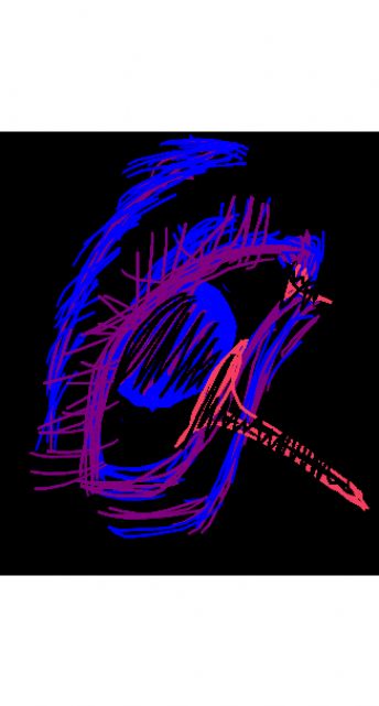 A dancing paintbrush draws the shape of an eye 