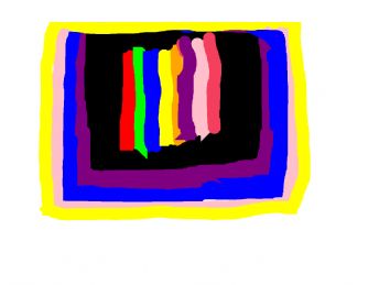 A box made up of multiple colored borders and colored vertical stripes in the middle. 
