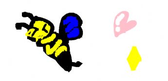 A bee with blue wings is flying 