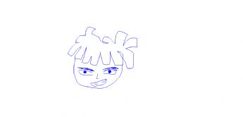 A cartoon face with a wide-open mouth and hair standing on end 