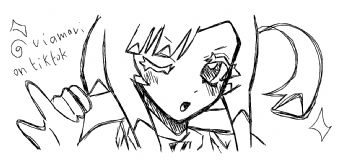 A pretty girl is playfully winking and making gestures 