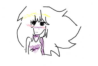 A portrait of a little girl with big eyes and fluffy hair 