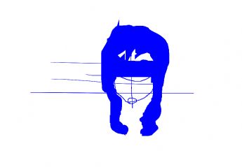 A human figure silhouette filled in blue 