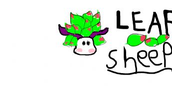 A little lamb with leaves growing on its head 