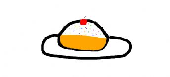 A small cake with cream and cherries 