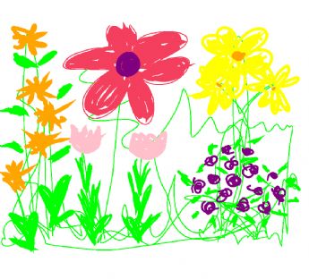 A colorful garden is filled with flowers of all shapes and sizes 