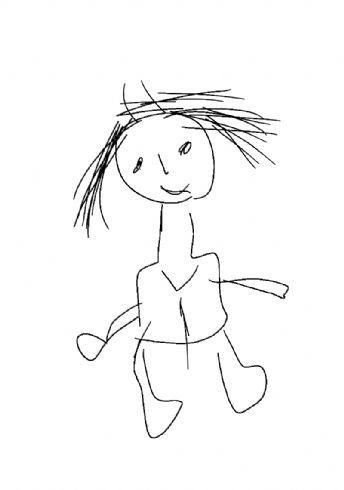 A little kid with a super cool hairstyle and wearing a V-neck top 