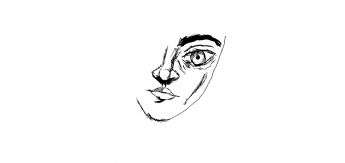 A half-face sketch 