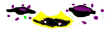 Three colorful frisbee monsters 