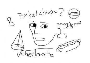 Essen, Schachfiguren und mathematische Symbole 