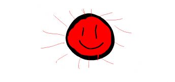 Un pequeño y alegre sol que irradia luz roja 