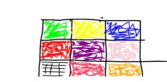 Ein farbenfrohes, magisches 3x3-Gitter 