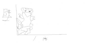 Ein geheimnisvolles kleines Monster versteckt sich in der Ecke 