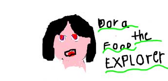 Eine kleine Zeichnung von Dora der Entdeckerin mit schwarzen Haaren 