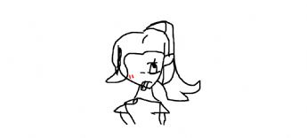 A shy girl with a high ponytail 