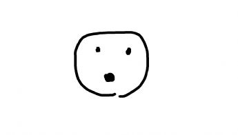 A wide-eyed, surprised round face 