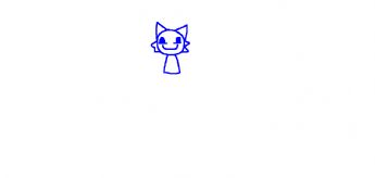 A happy little blue cat with pointed ears 