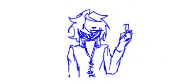A boy with a strange laugh, holding a cell phone. 
