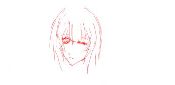 A melancholic girl with red lines 